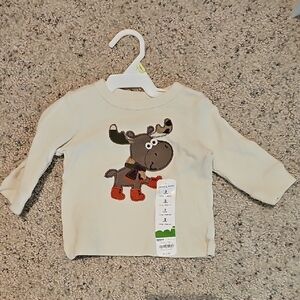 Jumping Beans Cream Moose Long Sleeve Tee